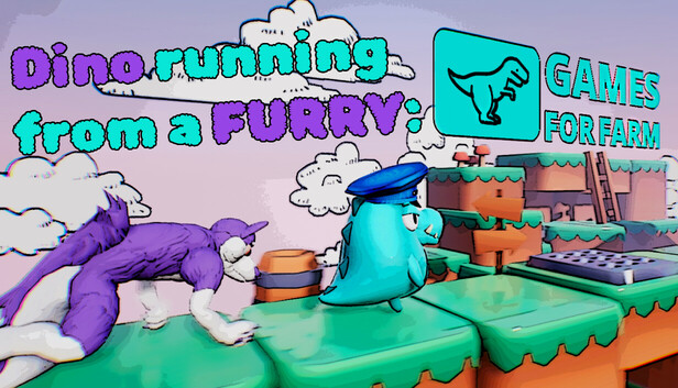 Dino running from a FURRY: GAMESFORFARM