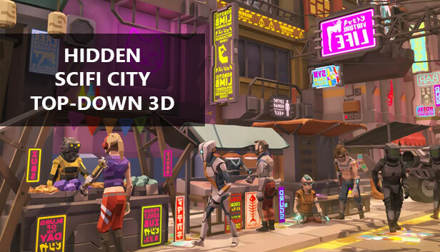 Hidden SciFi City Top-Down 3D