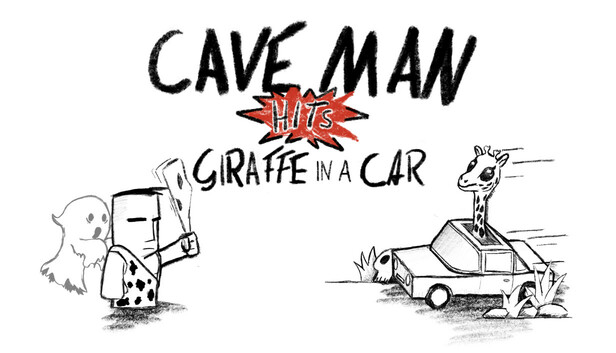 Caveman hits Giraffe in a Car