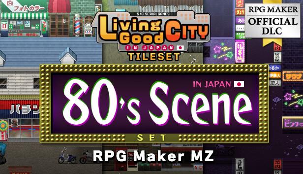 RPG Maker MZ - SERIALGAMES Living Good City Tileset - 80's Scene SET