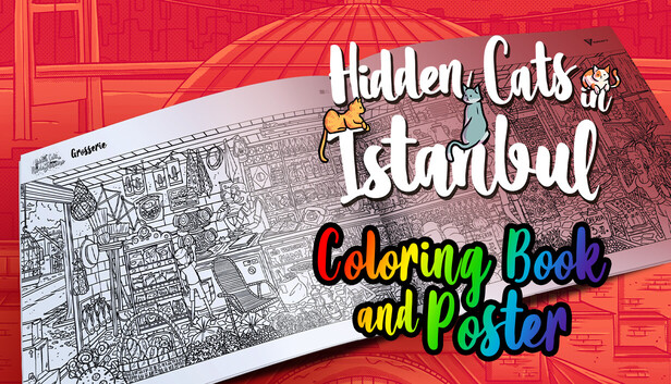 Hidden Cats in Istanbul - Printable PDF Coloring Book and Poster