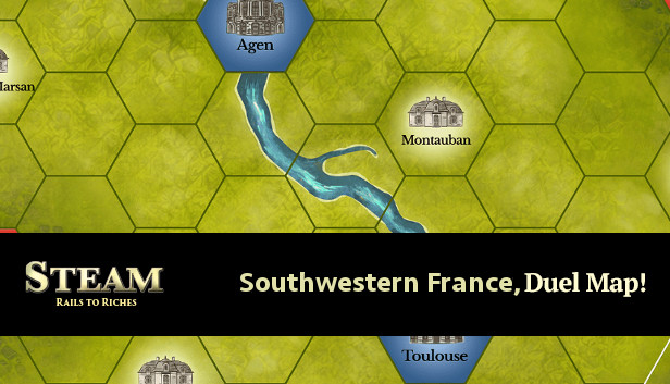 Steam: Rails to Riches - Southwestern France Map