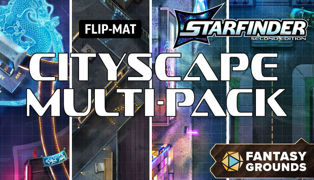 Fantasy Grounds - Starfinder 2 RPG - Flip-Mat: Cityscape Multi-Pack