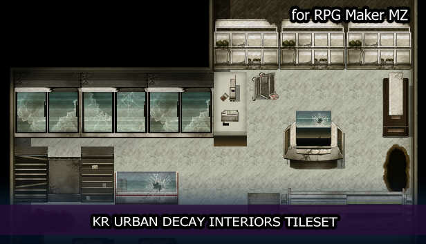 RPG Maker MZ - KR Urban Decay Interior Tileset