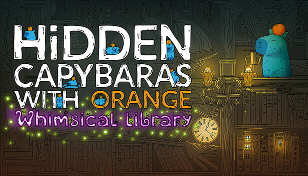 Hidden Capybaras with Orange in the Whimsical Library