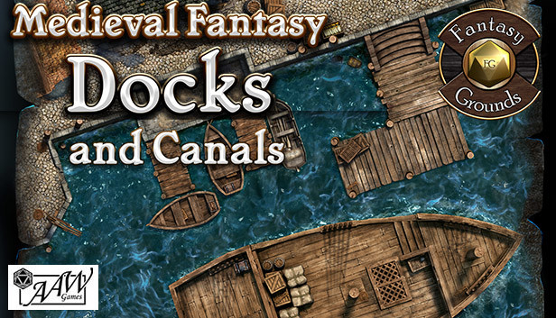 Fantasy Grounds - Black Scrolls Docks and Canals (Map Tile Pack)
