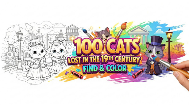 100 Cats Lost in the 19th Century Find & Color
