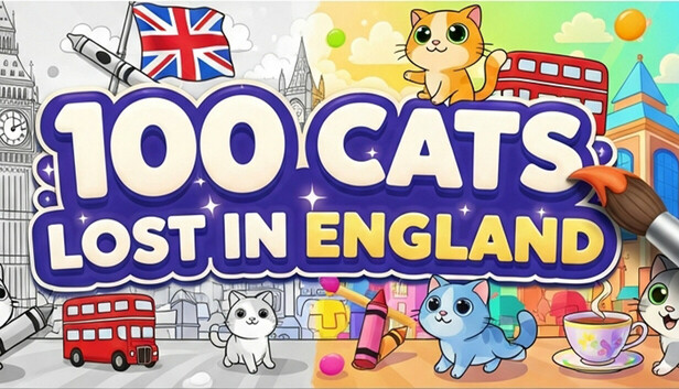 100 Cats Lost In England Find & Color
