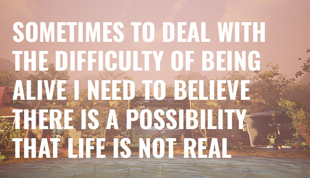 Sometimes to Deal with the Difficulty of Being Alive, I Need to Believe There Is a Possibility That Life Is Not Real.