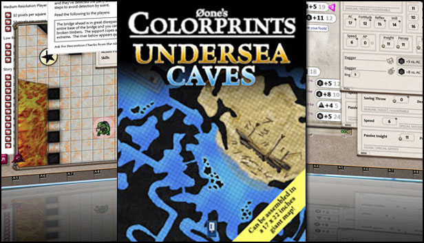 Fantasy Grounds - 0one's Colorprints #6: Undersea Caves (Map Pack)