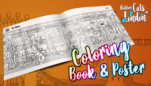 Hidden Cats in London - Printable PDF Coloring Book and Poster