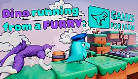 Dino running from a FURRY: GAMESFORFARM