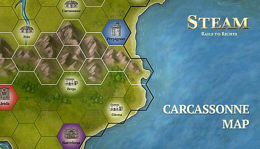 Steam: Rails to Riches - Carcassonne Map