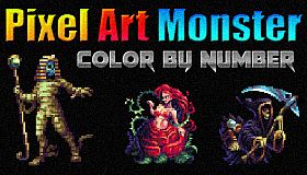 Pixel Art Monster - Color by Number