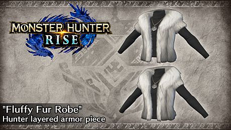 Monster Hunter Rise - "Fluffy Fur Robe" Hunter layered armor piece DLC