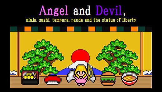 Angel and Devil,ninja,sushi,tempura,panda and the statue of liberty