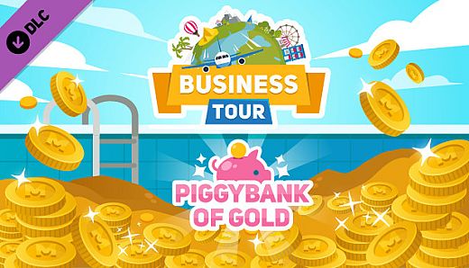 Business tour. Piggybank of gold