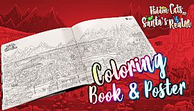 Hidden Cats in Santa's Realm - Printable PDF Coloring Book and Poster