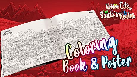 Hidden Cats in Santa's Realm - Printable PDF Coloring Book and Poster DLC