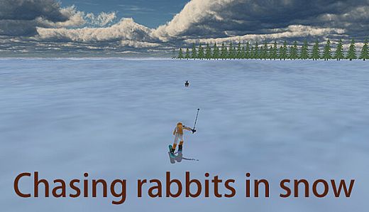 Chasing rabbits in snow