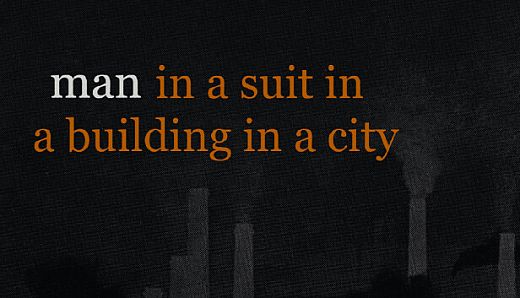 Man in a suit in a building in a city