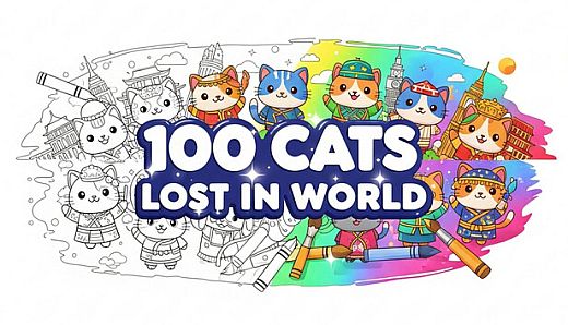 100 Cats Lost In World Find & Color
