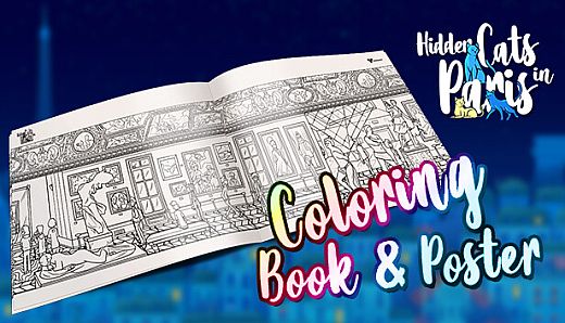 Hidden Cats in Paris - Printable PDF Coloring Book and Poster
