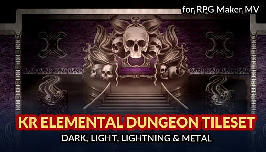 RPG Maker MV - KR Elemental Dungeon Tileset - Dark Light Lightning Metal