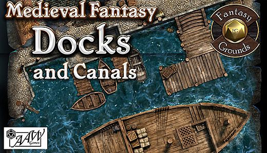 Fantasy Grounds - Black Scrolls Docks and Canals (Map Tile Pack)