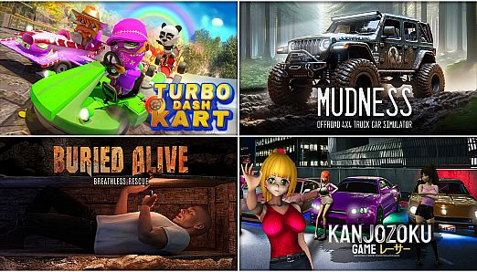 Turbo Dash Kart & Mudness Offroad & Buried Alive & Kanjozoku Game