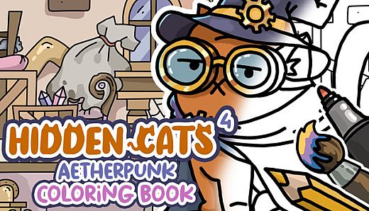 HIDDEN CATS 4: Aetherpunk - Coloring Book