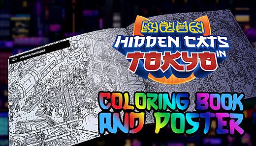 Hidden Cats in Tokyo - Printable PDF Coloring Book and Poster