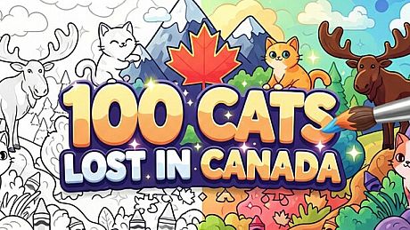 100 Cats Lost In Canada Find & Color Game