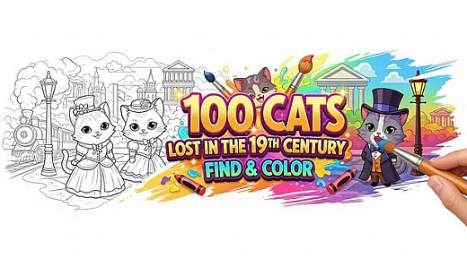 100 Cats Lost in the 19th Century Find & Color