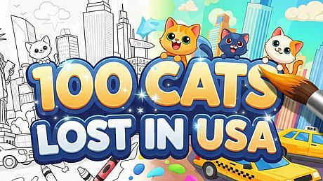 100 Cats Lost In USA Find & Color Game