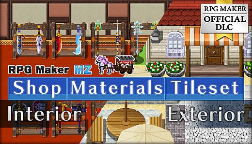 RPG Maker MZ - Shop Materials Tileset - Interior / Exterior