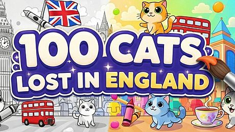 100 Cats Lost In England Find & Color Game