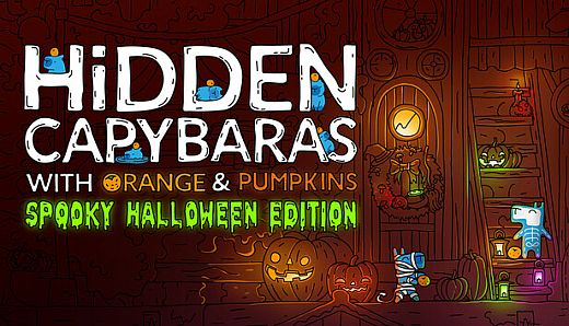 Hidden Capybaras with Orange and Pumpkins: Spooky Halloween Edition