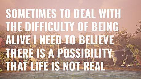 Sometimes to Deal with the Difficulty of Being Alive, I Need to Believe There Is a Possibility That Life Is Not Real.