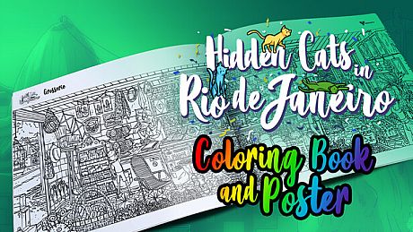 Hidden Cats in Rio de Janeiro - Printable PDF Coloring Book and Poster DLC