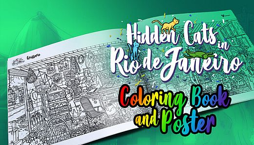 Hidden Cats in Rio de Janeiro - Printable PDF Coloring Book and Poster