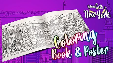 Hidden Cats in New York - Printable PDF Coloring Book and Poster DLC