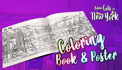 Hidden Cats in New York - Printable PDF Coloring Book and Poster