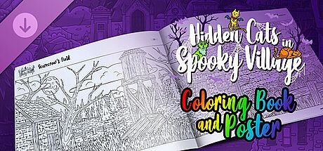 Hidden Cats in Spooky Village - Coloring Book and Poster