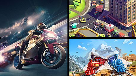 Moto Rush GT + Urban Flow + Train Traffic Manager Bundle