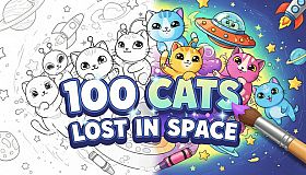 100 Cats Lost In Space Find & Color