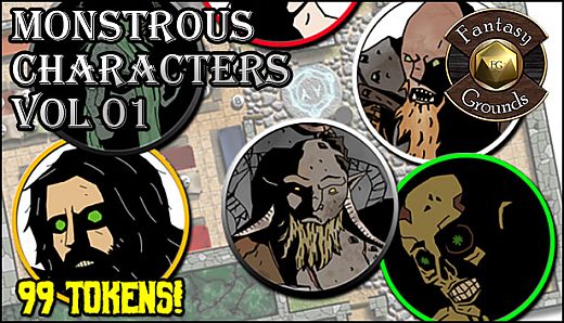 Fantasy Grounds - Monstrous Characters Vol 1 (Token Pack)