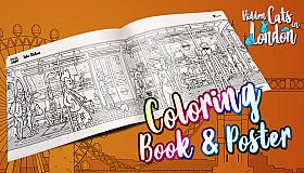 Hidden Cats in London - Printable PDF Coloring Book and Poster