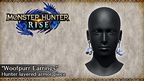 MONSTER HUNTER RISE - "Woofpurr Earrings" Hunter layered armor piece DLC