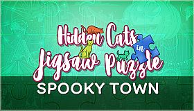 Hidden Cats in Jigsaw Puzzle - Spooky Town